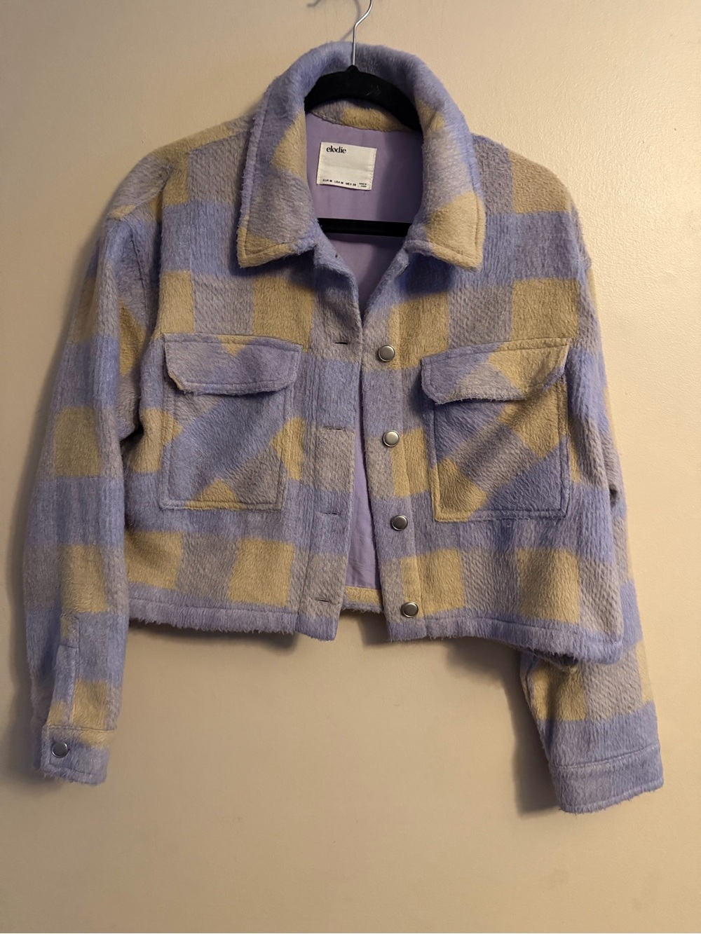 Elodie Lavender Lined Jacket with Cream Fur Trim